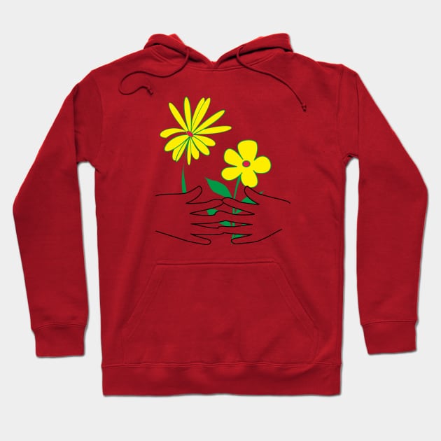 The hands holding flowers Hoodie by Evgeniya